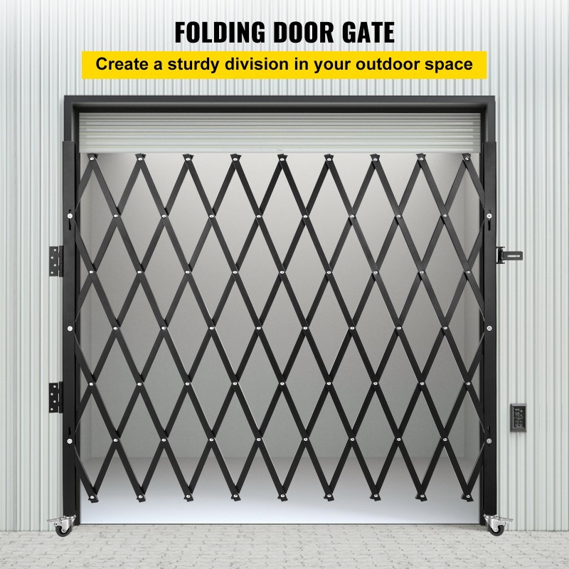 VEVOR Μονή Πτυσσόμενη Πύλη Ασφαλείας, 216 × 214 cm(Π × Υ) Πτυσσόμενη Πύλη Πόρτας, Πύλη Ασφαλείας από χάλυβα ακορντεόν, Ευέλικτη Πύλη Ασφαλείας Επέκτασης, Πύλη Barricade Rolling 360°, Πύλη/Πόρτα ψαλιδιού με λουκέτο