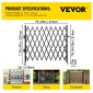 VEVOR Μονή Πτυσσόμενη Πύλη Ασφαλείας, 216 × 214 cm(Π × Υ) Πτυσσόμενη Πύλη Πόρτας, Πύλη Ασφαλείας από χάλυβα ακορντεόν, Ευέλικτη Πύλη Ασφαλείας Επέκτασης, Πύλη Barricade Rolling 360°, Πύλη/Πόρτα ψαλιδιού με λουκέτο
