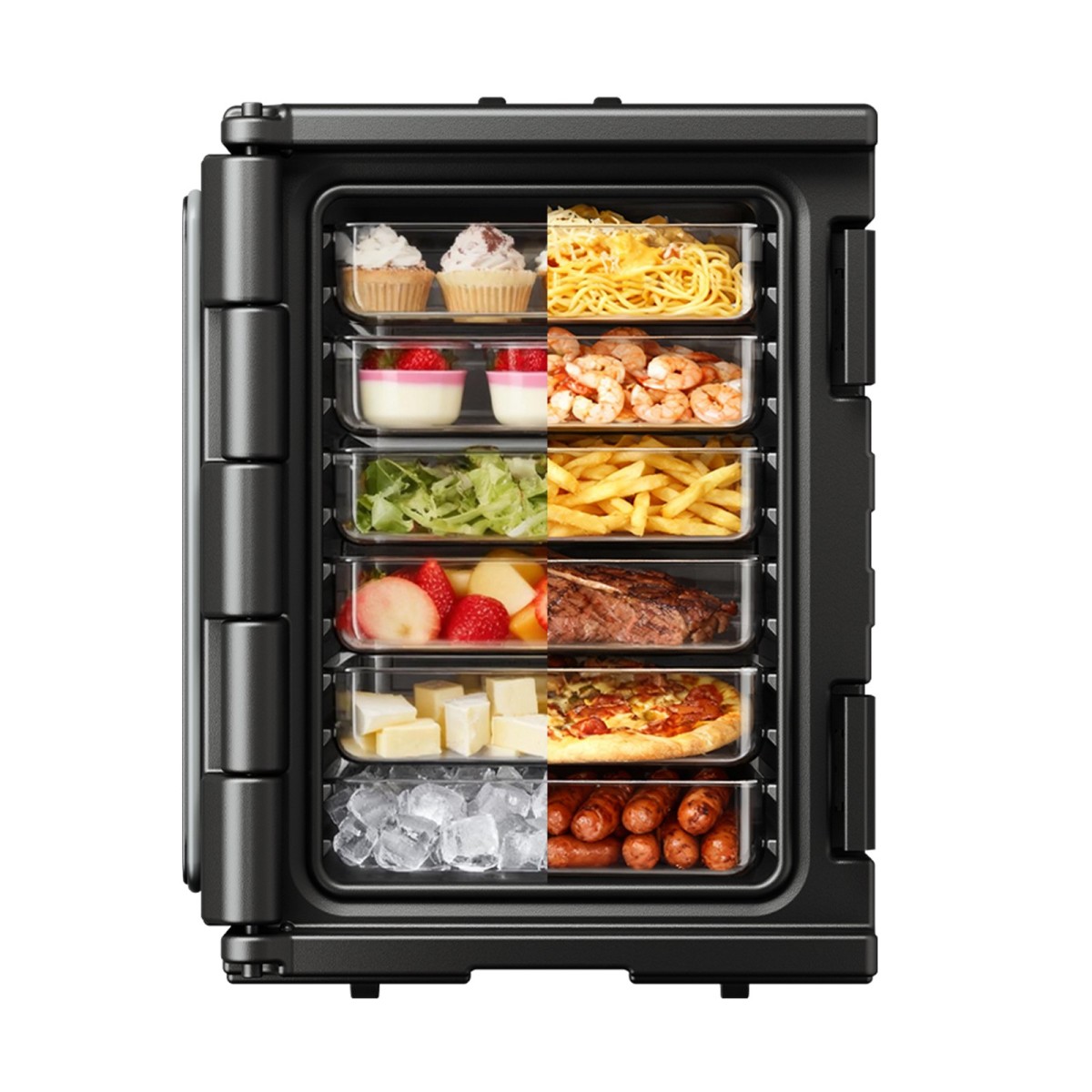 Βάση μεταφοράς φαγητού VEVOR Insulated, Hot Box 90 L για Catering, LLDPE Food Box Carrier με διπλές πόρπες, Front Loading Food Warner με λαβές, Stackable End Loader για εστιατόριο, κυλικείο, κ.λπ. Bla