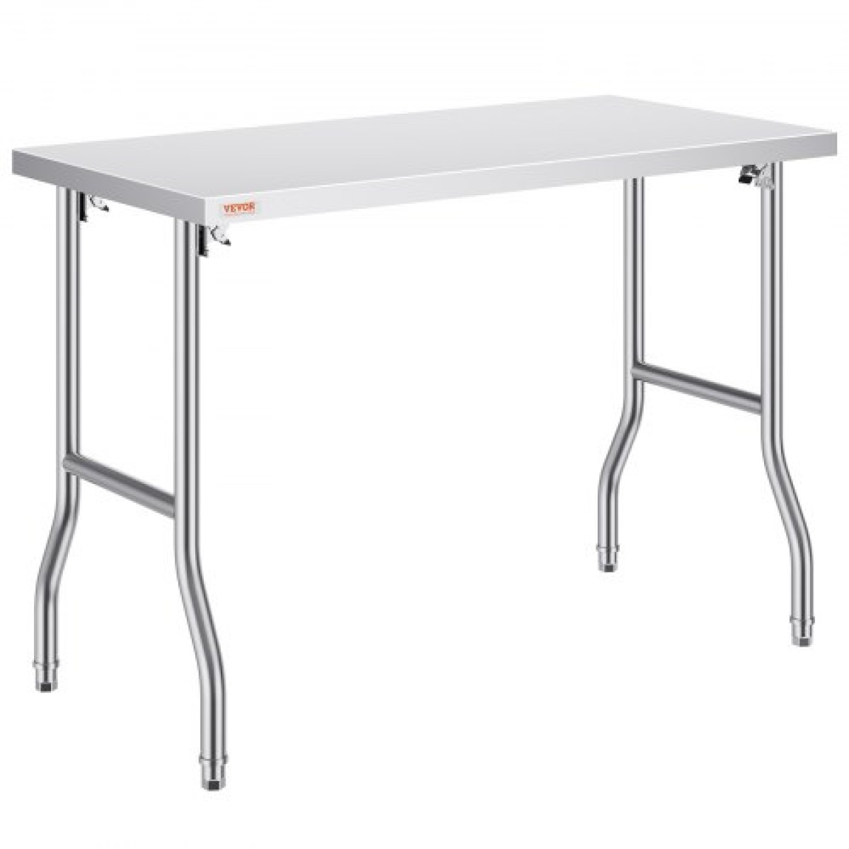 VEVOR Commercial Table Workstation 121,9x61 cm Πτυσσόμενο Εμπορικό Τραπέζι Προετοιμασίας, Πτυσσόμενο τραπέζι από ανοξείδωτο ατσάλι βαρέως τύπου με φορτίο 299,8 kg, Τραπέζι εργασίας κουζίνας, Ασημένιο Stainless Steel Kitchen Island