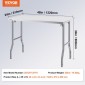 VEVOR Commercial Table Workstation 121,9x61 cm Πτυσσόμενο Εμπορικό Τραπέζι Προετοιμασίας, Πτυσσόμενο τραπέζι από ανοξείδωτο ατσάλι βαρέως τύπου με φορτίο 299,8 kg, Τραπέζι εργασίας κουζίνας, Ασημένιο Stainless Steel Kitchen Island