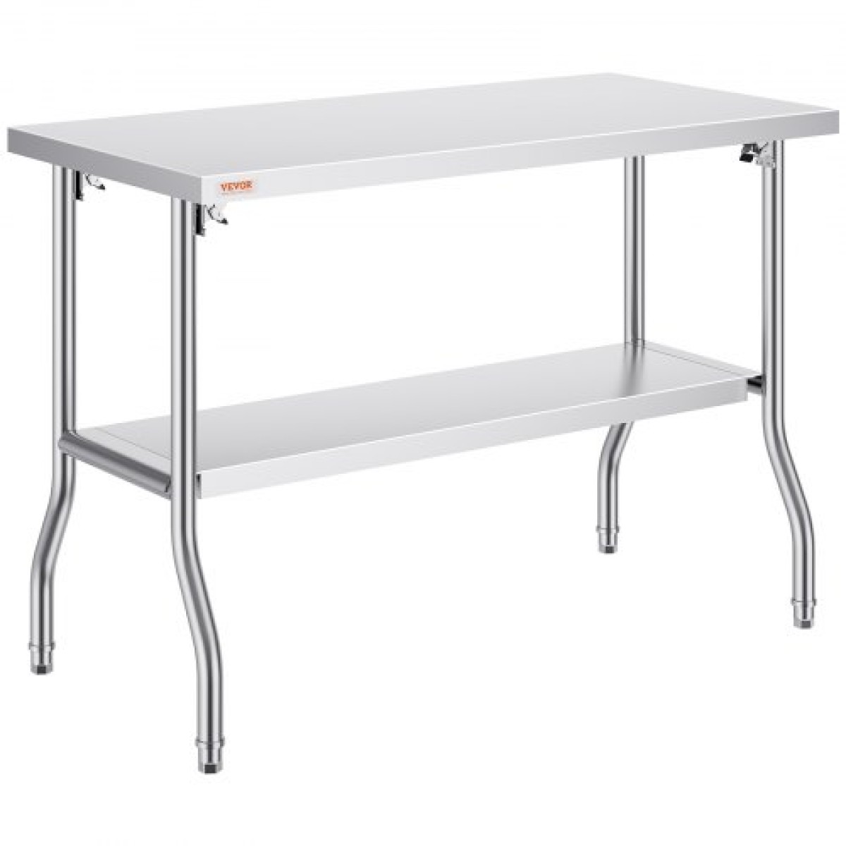 VEVOR Commercial τραπέζι εργασίας 121,9x61 cm Πτυσσόμενο Εμπορικό τραπέζι προετοιμασίας, Πτυσσόμενο τραπέζι από ανοξείδωτο ατσάλι βαρέως τύπου με φορτίο 350,2 kg, Τραπέζι εργασίας κουζίνας, Ασημί Stainless Steel Kitchen Island