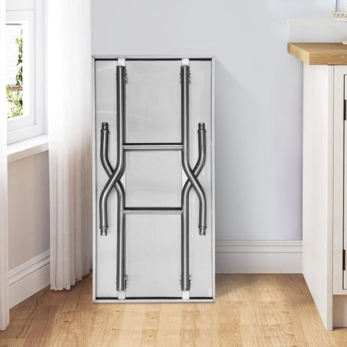 VEVOR Commercial τραπέζι εργασίας 121,9x61 cm Πτυσσόμενο Εμπορικό τραπέζι προετοιμασίας, Πτυσσόμενο τραπέζι από ανοξείδωτο ατσάλι βαρέως τύπου με φορτίο 350,2 kg, Τραπέζι εργασίας κουζίνας, Ασημί Stainless Steel Kitchen Island