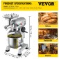 Μίξερ VEVOR Commercial Stand, Μπολ από ανοξείδωτο ατσάλι 20 Qt, 1100W 2 σε 1 Πολυλειτουργικό ηλεκτρικό μίξερ τροφίμων με μηχανή κοπής κρέατος & 3 ταχύτητες, Περιλαμβάνεται χτυπητήρι με γάντζο ζύμης, ιδανικό για πιτσαρία αρτοποιίας