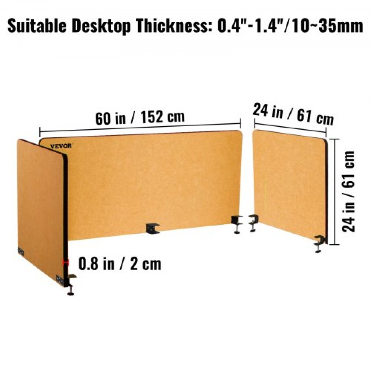 VEVOR Desk Divider 60'' Desk Privacy Panel, 3 panels Privacy Acoustic panel, Sound Absorbing Acoustic Privacy panel, Μειώστε το θόρυβο και τις οπτικές περισπασμούς, Ελαφρύ κίτρινο διαχωριστικό με σφιγκτήρα