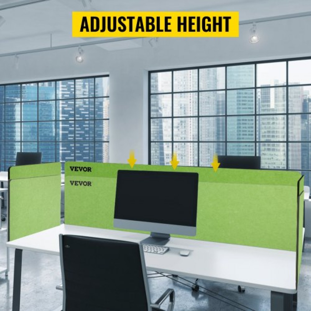 VEVOR Desk Divider 60'' Desk Privacy Panel, 3 panels Privacy Acoustic panel, Sound Absorbing Acoustic Privacy panel, Μειώστε το θόρυβο και τις οπτικές περισπασμούς, Ελαφρύ πράσινο διαχωριστικό με σφιγκτήρα