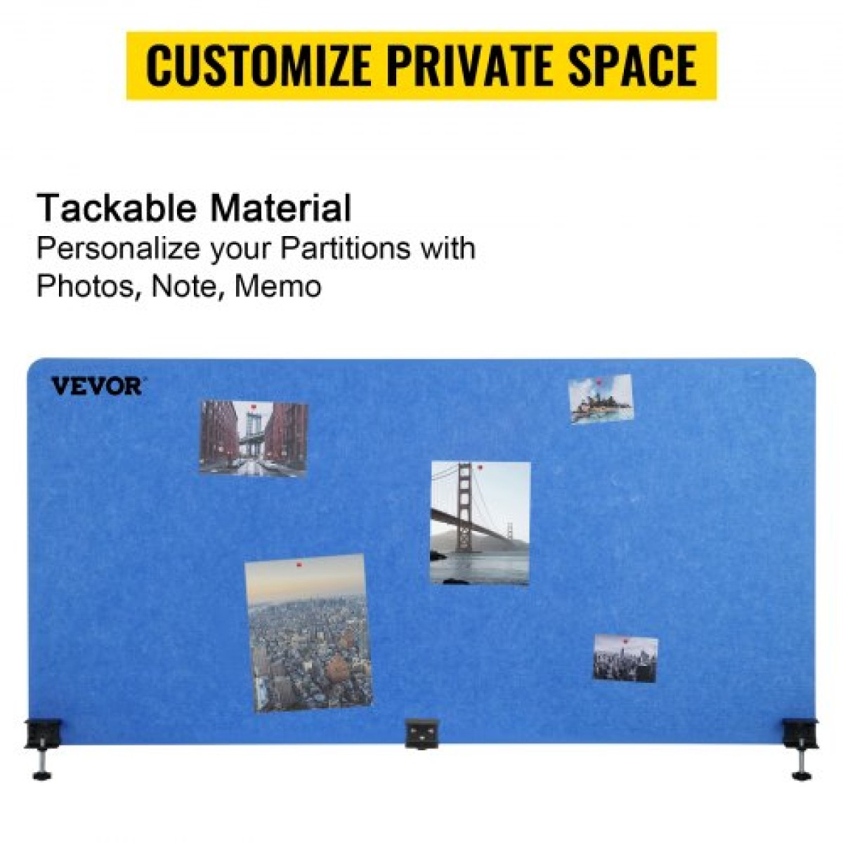 VEVOR Desk Divider 60'' Desk Privacy Panel, 3 Panels Privacy Acoustic Panel, Sound Absorbing Acoustic Privacy Panel, Μειώστε το θόρυβο και τις οπτικές περισπασμούς, Ελαφρύς διαχωριστής με σφιγκτήρα Navy Blue