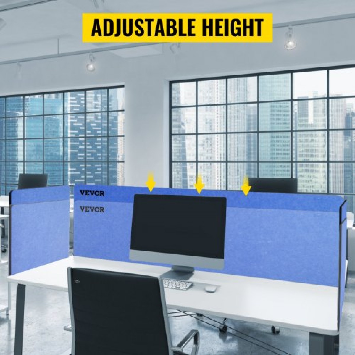VEVOR Desk Divider 60'' Desk Privacy Panel, 3 Panels Privacy Acoustic Panel, Sound Absorbing Acoustic Privacy Panel, Μειώστε το θόρυβο και τις οπτικές περισπασμούς, Ελαφρύς διαχωριστής με σφιγκτήρα Navy Blue