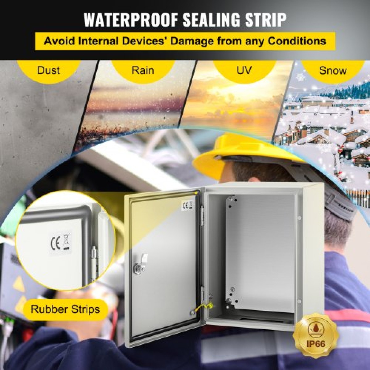 Ατσάλινο περίβλημα VEVOR NEMA, 40x30x20 cm NEMA 4X Steel Electrical Box, IP66 Waterproof & Dustproof, Ηλεκτρικό κουτί διακλάδωσης εξωτερικού/εσωτερικού χώρου, με πλάκα τοποθέτησης