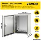 Ατσάλινο περίβλημα VEVOR NEMA, 40x30x20 cm NEMA 4X Steel Electrical Box, IP66 Waterproof & Dustproof, Ηλεκτρικό κουτί διακλάδωσης εξωτερικού/εσωτερικού χώρου, με πλάκα τοποθέτησης