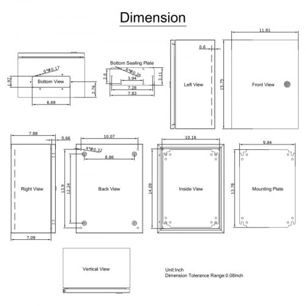 Ατσάλινο περίβλημα VEVOR NEMA, 40x30x20 cm NEMA 4X Steel Electrical Box, IP66 Waterproof & Dustproof, Ηλεκτρικό κουτί διακλάδωσης εξωτερικού/εσωτερικού χώρου, με πλάκα τοποθέτησης