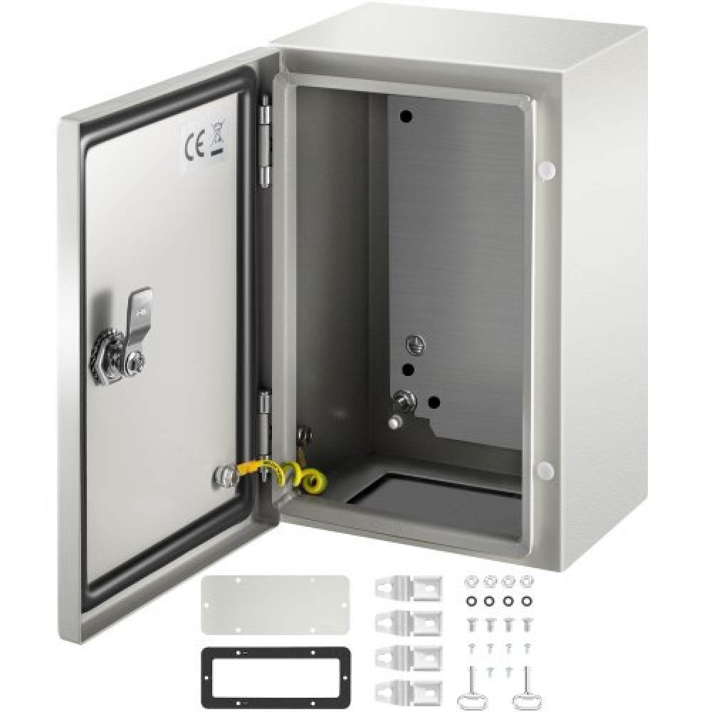 Ατσάλινο περίβλημα VEVOR NEMA, 30x20x15 cm NEMA 4X Steel Electrical Box, IP66 Waterproof & Dustproof, Ηλεκτρικό κουτί σύνδεσης εξωτερικού/εσωτερικού χώρου, με πλάκα τοποθέτησης