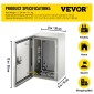 Ατσάλινο περίβλημα VEVOR NEMA, 30x20x15 cm NEMA 4X Steel Electrical Box, IP66 Waterproof & Dustproof, Ηλεκτρικό κουτί σύνδεσης εξωτερικού/εσωτερικού χώρου, με πλάκα τοποθέτησης