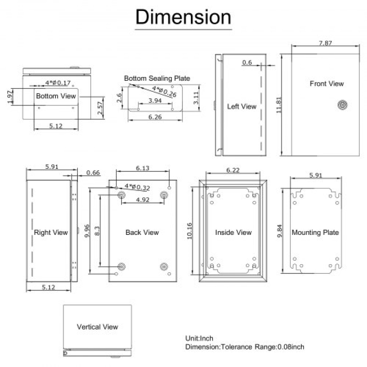 Ατσάλινο περίβλημα VEVOR NEMA, 30x20x15 cm NEMA 4X Steel Electrical Box, IP66 Waterproof & Dustproof, Ηλεκτρικό κουτί σύνδεσης εξωτερικού/εσωτερικού χώρου, με πλάκα τοποθέτησης