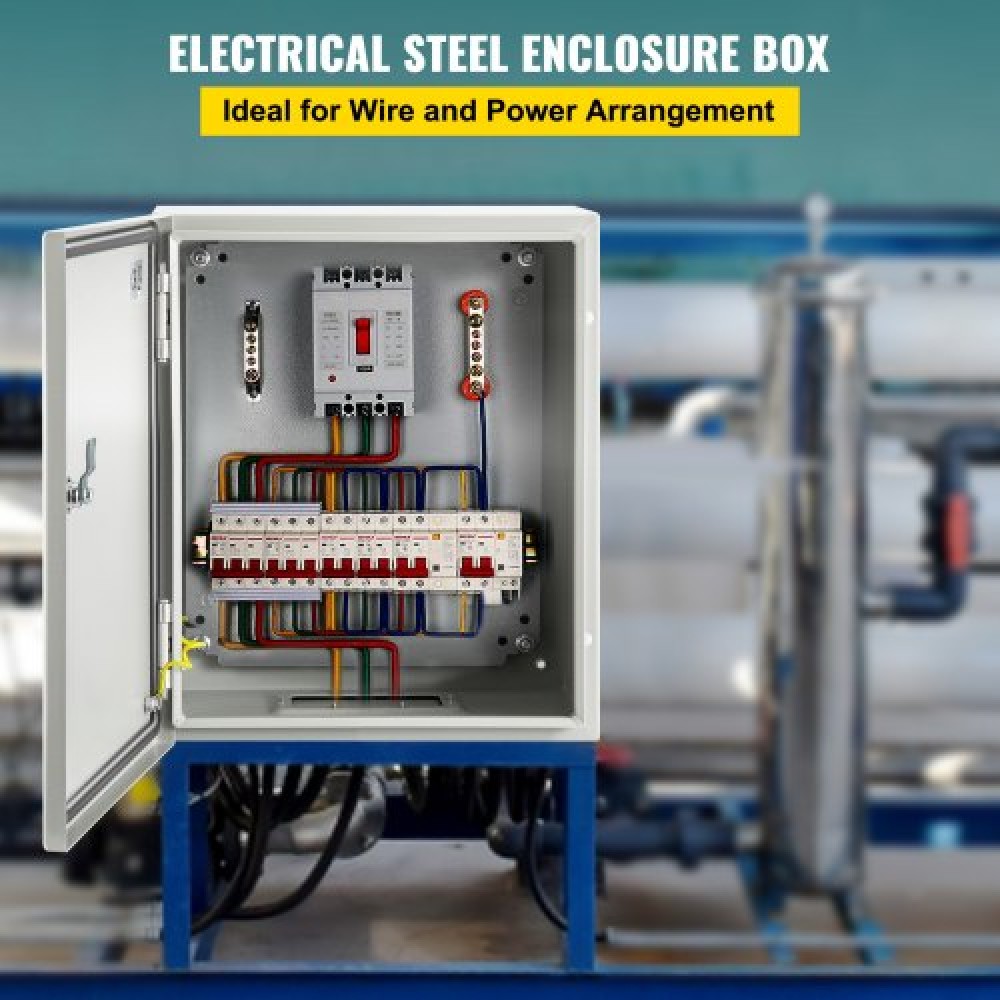 Ατσάλινο περίβλημα VEVOR NEMA, 25x20x15 cm NEMA 4X Steel Electrical Box, IP66 Waterproof & Dustproof, Ηλεκτρικό κουτί σύνδεσης εξωτερικού/εσωτερικού χώρου, με πλάκα τοποθέτησης