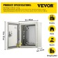 Ατσάλινο περίβλημα VEVOR NEMA, 25x20x15 cm NEMA 4X Steel Electrical Box, IP66 Waterproof & Dustproof, Ηλεκτρικό κουτί σύνδεσης εξωτερικού/εσωτερικού χώρου, με πλάκα τοποθέτησης