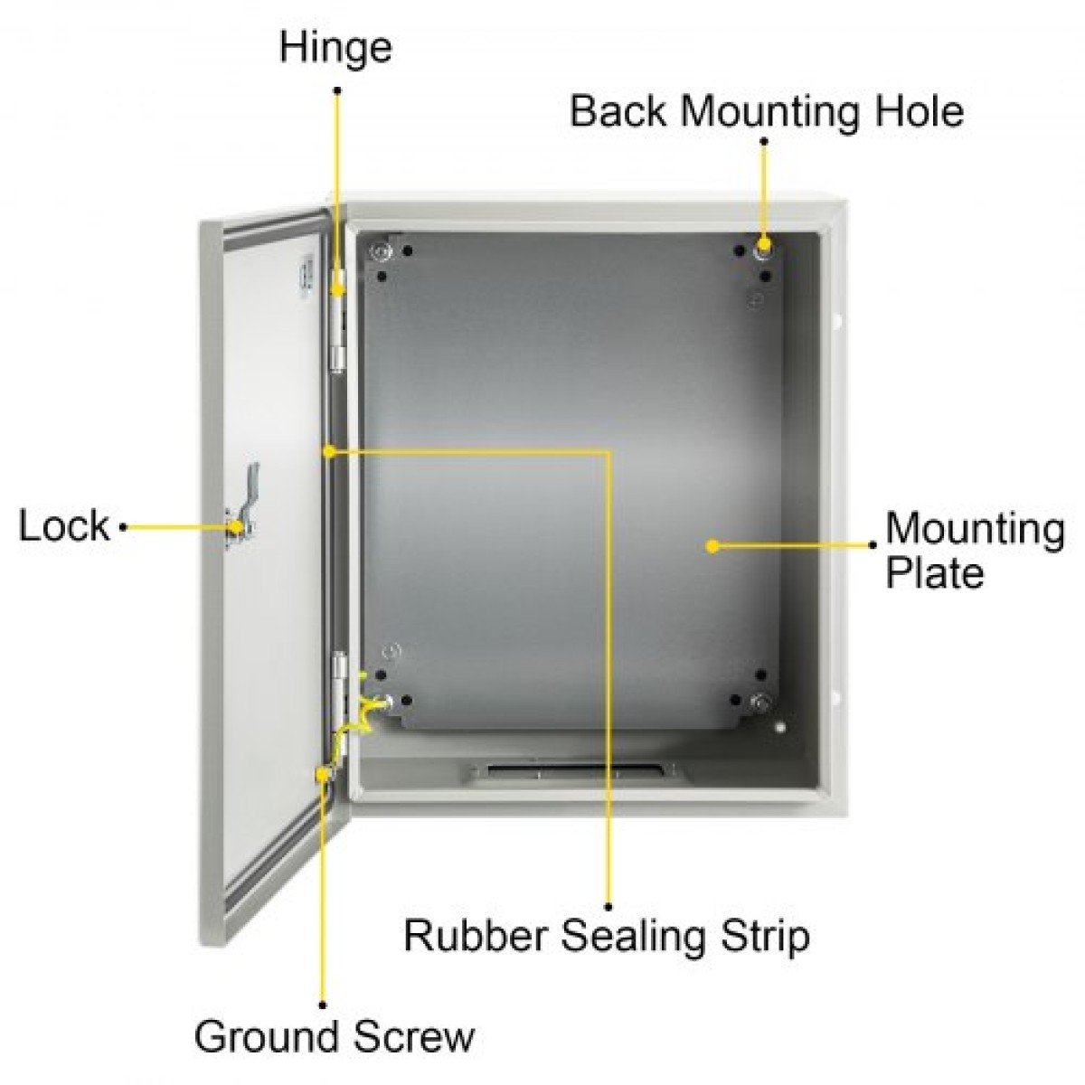 Ατσάλινο περίβλημα VEVOR NEMA, 25x20x15 cm NEMA 4X Steel Electrical Box, IP66 Waterproof & Dustproof, Ηλεκτρικό κουτί σύνδεσης εξωτερικού/εσωτερικού χώρου, με πλάκα τοποθέτησης