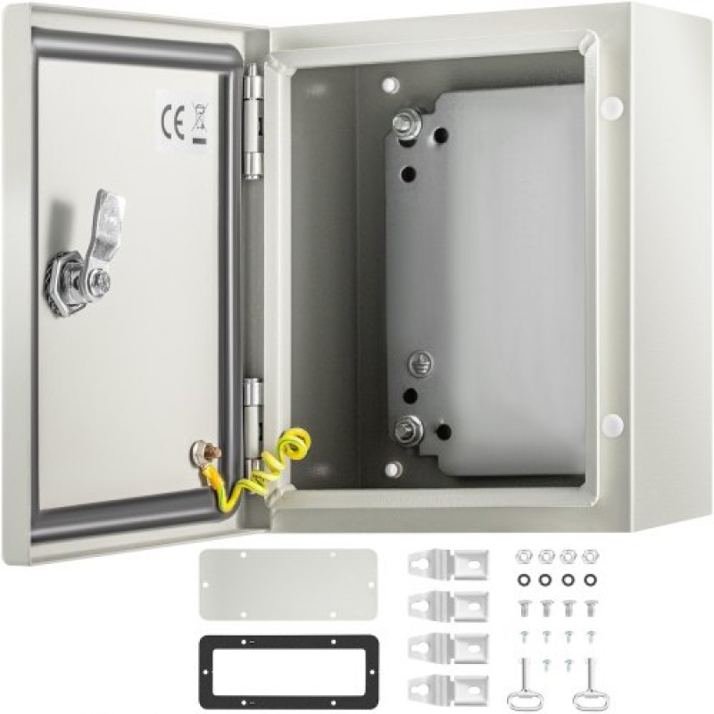 Ατσάλινο περίβλημα VEVOR NEMA, 25x20x15 cm NEMA 4X Steel Electrical Box, IP66 Waterproof & Dustproof, Ηλεκτρικό κουτί σύνδεσης εξωτερικού/εσωτερικού χώρου, με πλάκα τοποθέτησης