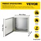 Ατσάλινο περίβλημα VEVOR NEMA, 40x40x15 cm NEMA 4X Steel Electrical Box, IP66 Waterproof & Dustproof, Ηλεκτρικό κουτί σύνδεσης εξωτερικού/εσωτερικού χώρου, με πλάκα τοποθέτησης