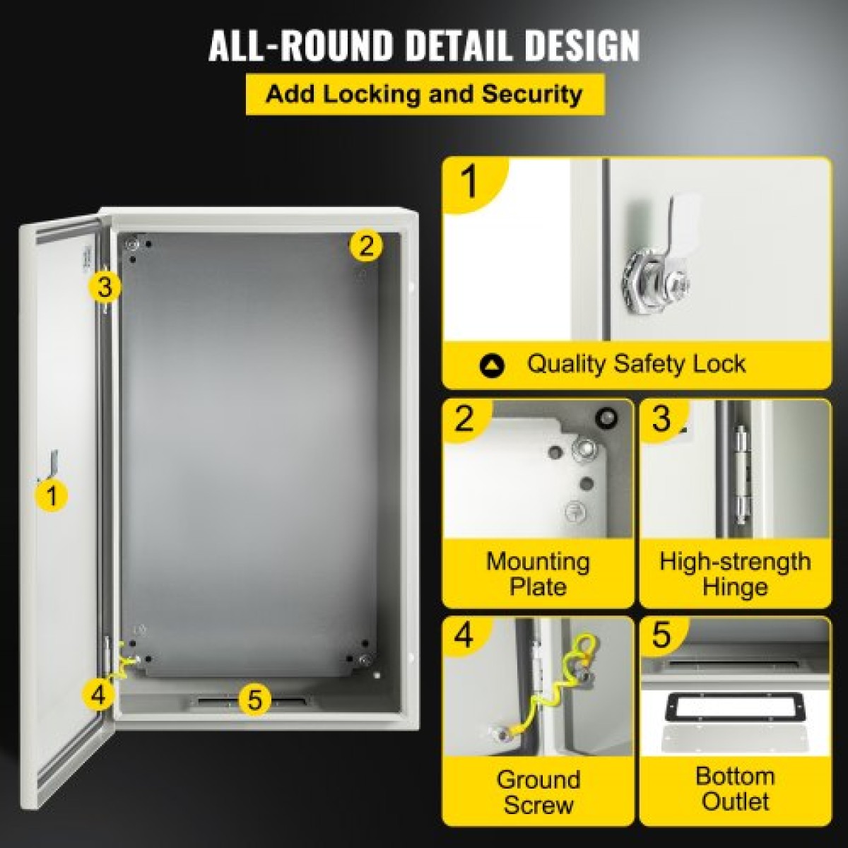 Ατσάλινο περίβλημα VEVOR NEMA, 50,8 x 30,5 x 25,4 cm NEMA 4X Steel Electrical Box, IP66 Waterproof & Dustproof, Ηλεκτρικό κουτί σύνδεσης εξωτερικού/εσωτερικού χώρου, με πλάκα τοποθέτησης