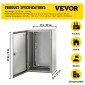 Ατσάλινο περίβλημα VEVOR NEMA, 50,8 x 30,5 x 25,4 cm NEMA 4X Steel Electrical Box, IP66 Waterproof & Dustproof, Ηλεκτρικό κουτί σύνδεσης εξωτερικού/εσωτερικού χώρου, με πλάκα τοποθέτησης