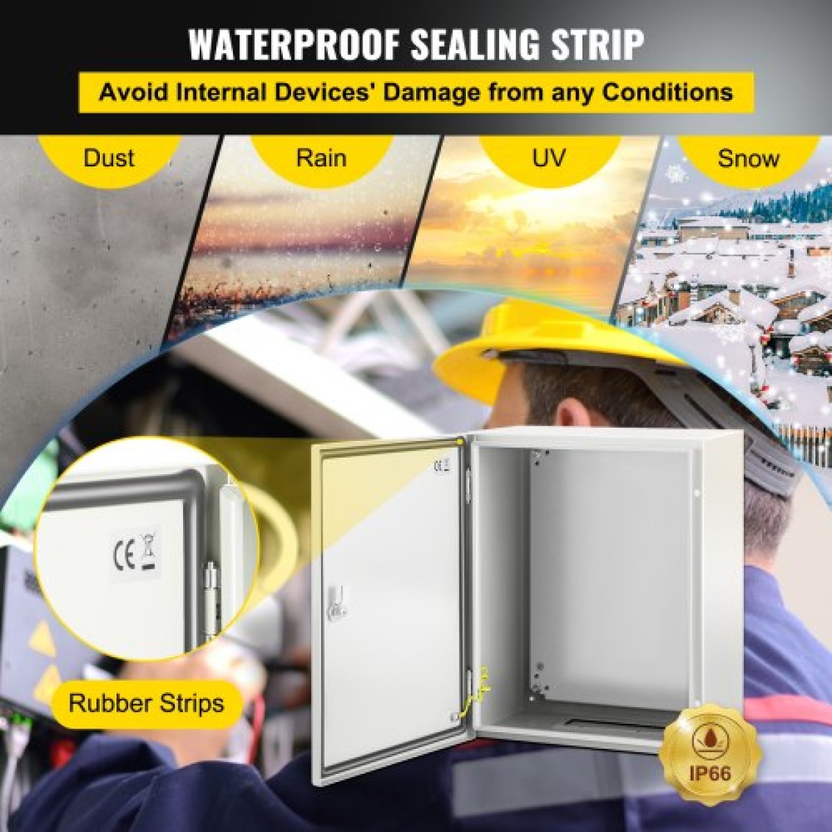 Ατσάλινο περίβλημα VEVOR NEMA, 50x40x25 cm NEMA 4X Steel Electrical Box, IP66 Waterproof & Dustproof, Electrical Junction Box εξωτερικού/εσωτερικού χώρου, με πλάκα τοποθέτησης
