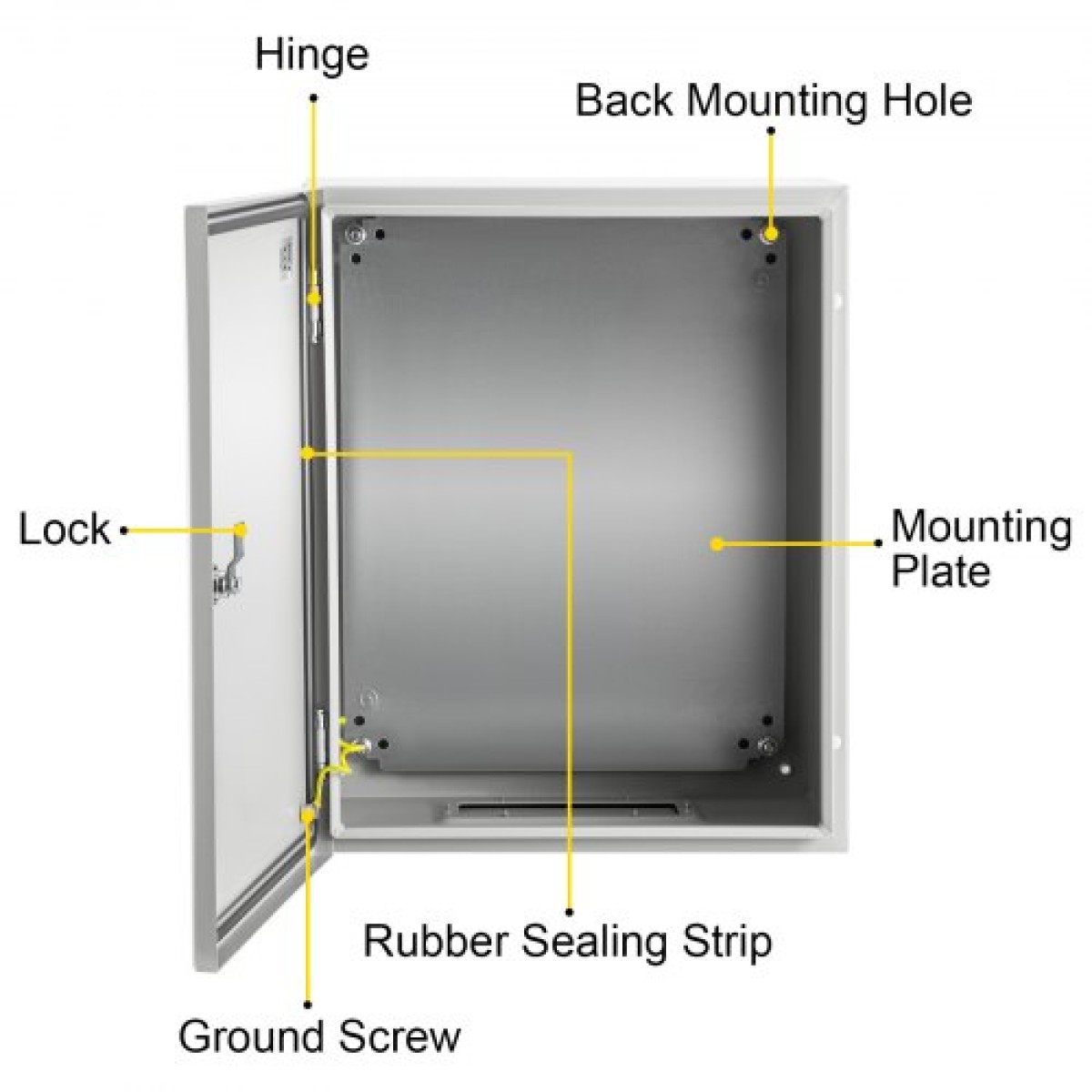 Ατσάλινο περίβλημα VEVOR NEMA, 50x40x25 cm NEMA 4X Steel Electrical Box, IP66 Waterproof & Dustproof, Electrical Junction Box εξωτερικού/εσωτερικού χώρου, με πλάκα τοποθέτησης