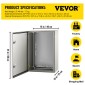 Ατσάλινο περίβλημα VEVOR NEMA, 60x40x25 cm NEMA 4X Steel Electrical Box, IP66 Waterproof & Dustproof, Electrical Junction Box εξωτερικού/εσωτερικού χώρου, με πλάκα τοποθέτησης