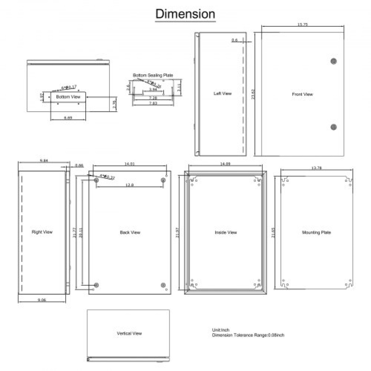 Ατσάλινο περίβλημα VEVOR NEMA, 60x40x25 cm NEMA 4X Steel Electrical Box, IP66 Waterproof & Dustproof, Electrical Junction Box εξωτερικού/εσωτερικού χώρου, με πλάκα τοποθέτησης
