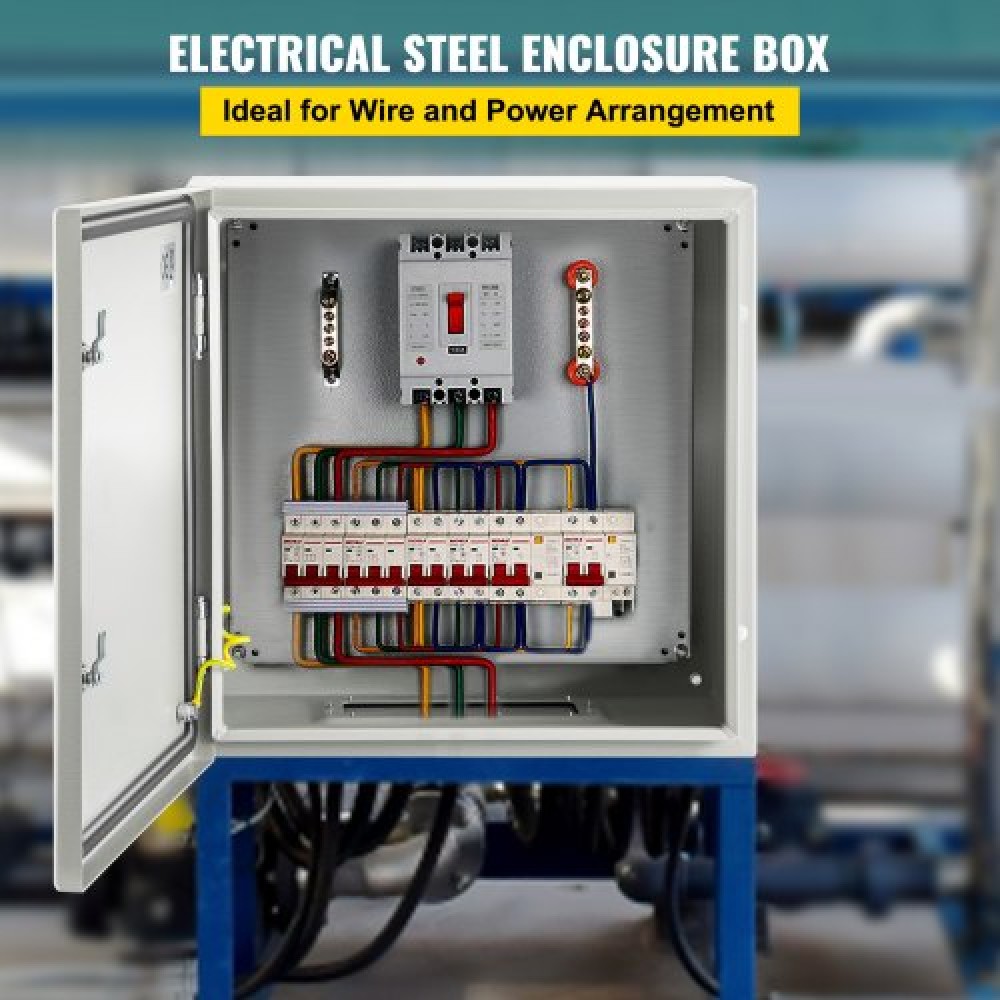 Ατσάλινο περίβλημα VEVOR NEMA, 60x60x20 cm NEMA 4X Steel Electrical Box, IP66 Waterproof & Dustproof, Ηλεκτρικό κουτί σύνδεσης εξωτερικού/εσωτερικού χώρου, με πλάκα τοποθέτησης