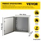 Ατσάλινο περίβλημα VEVOR NEMA, 60x60x20 cm NEMA 4X Steel Electrical Box, IP66 Waterproof & Dustproof, Ηλεκτρικό κουτί σύνδεσης εξωτερικού/εσωτερικού χώρου, με πλάκα τοποθέτησης
