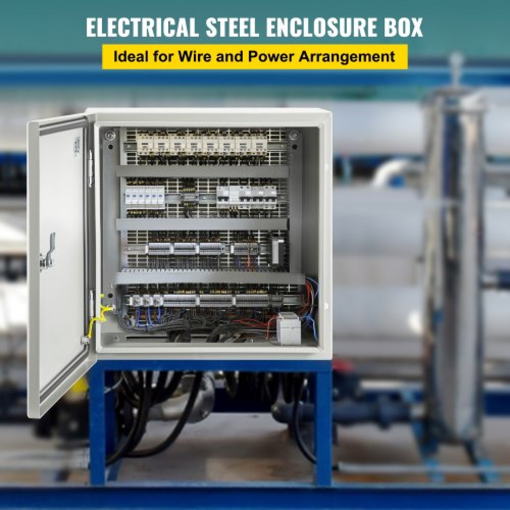 Ατσάλινο περίβλημα VEVOR NEMA, 40x40x20 cm NEMA 4X Steel Electrical Box, IP66 Waterproof & Dustproof, Electrical Junction Box εξωτερικού/εσωτερικού χώρου, με πλάκα τοποθέτησης