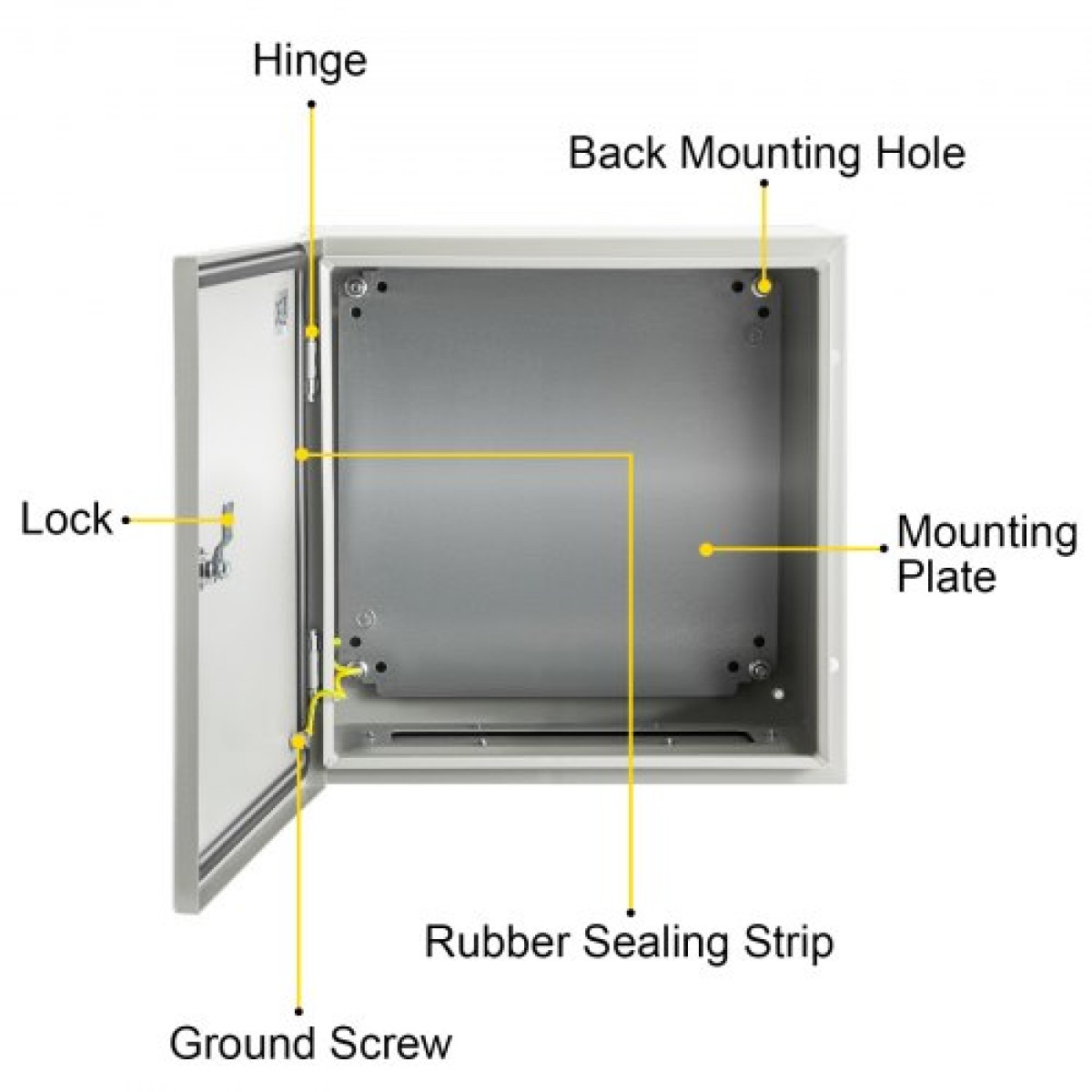 Ατσάλινο περίβλημα VEVOR NEMA, 40x40x20 cm NEMA 4X Steel Electrical Box, IP66 Waterproof & Dustproof, Electrical Junction Box εξωτερικού/εσωτερικού χώρου, με πλάκα τοποθέτησης