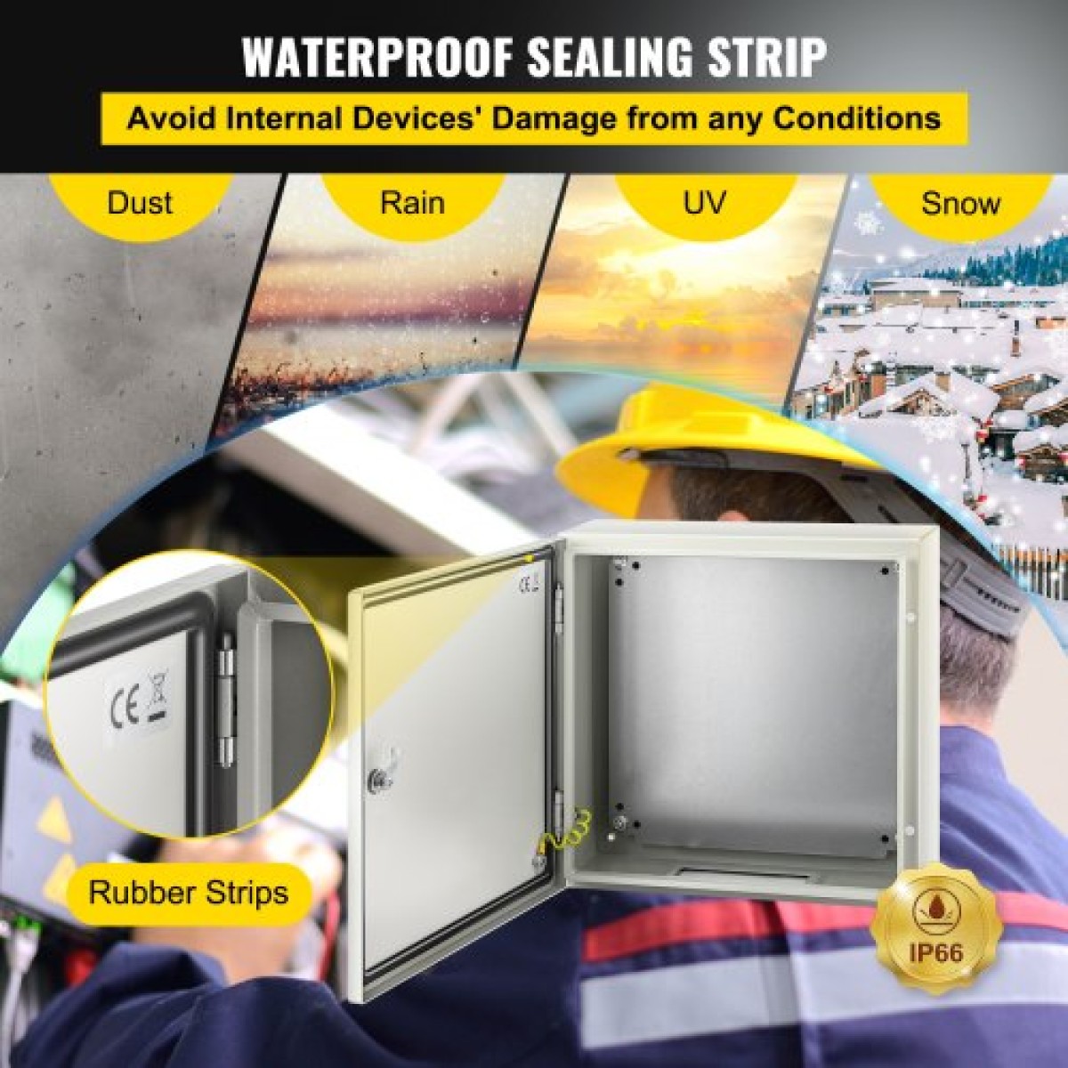 Ατσάλινο περίβλημα VEVOR NEMA, 50x50x15 cm NEMA 4X Steel Electrical Box, IP66 Waterproof & Dustproof, Electrical Junction Box εξωτερικού/εσωτερικού χώρου, με πλάκα τοποθέτησης