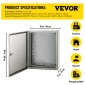 Ατσάλινο περίβλημα VEVOR NEMA, 50x40x15 cm NEMA 4X Steel Electrical Box, IP66 Waterproof & Dustproof, Electrical Junction Box εξωτερικού/εσωτερικού χώρου, με πλάκα τοποθέτησης