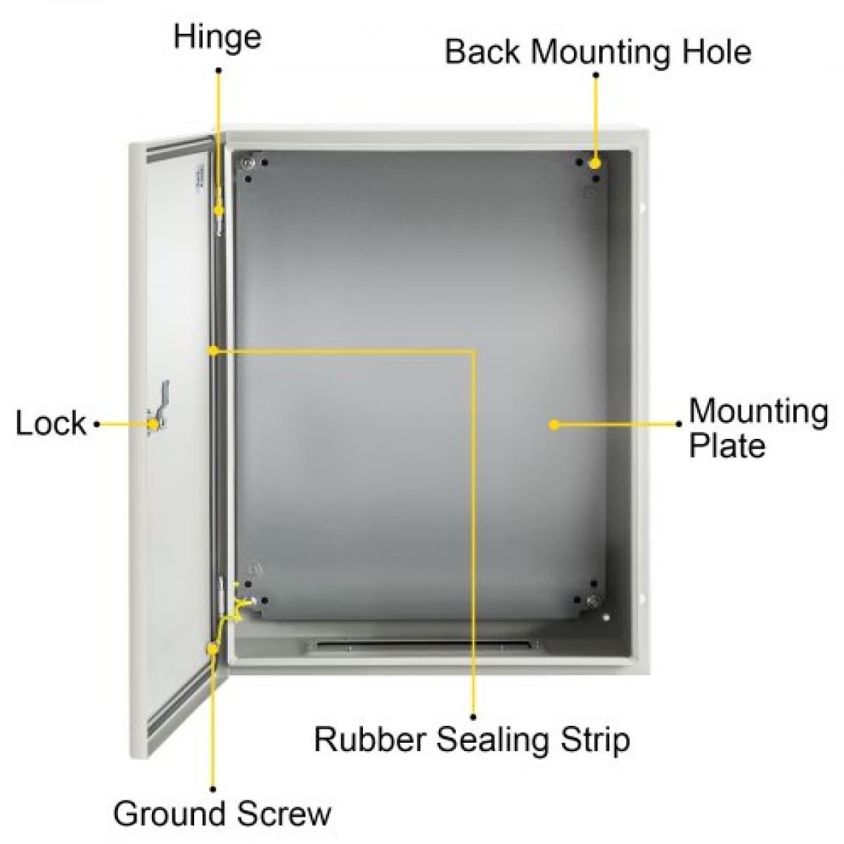 Ατσάλινο περίβλημα VEVOR NEMA, 50x40x15 cm NEMA 4X Steel Electrical Box, IP66 Waterproof & Dustproof, Electrical Junction Box εξωτερικού/εσωτερικού χώρου, με πλάκα τοποθέτησης