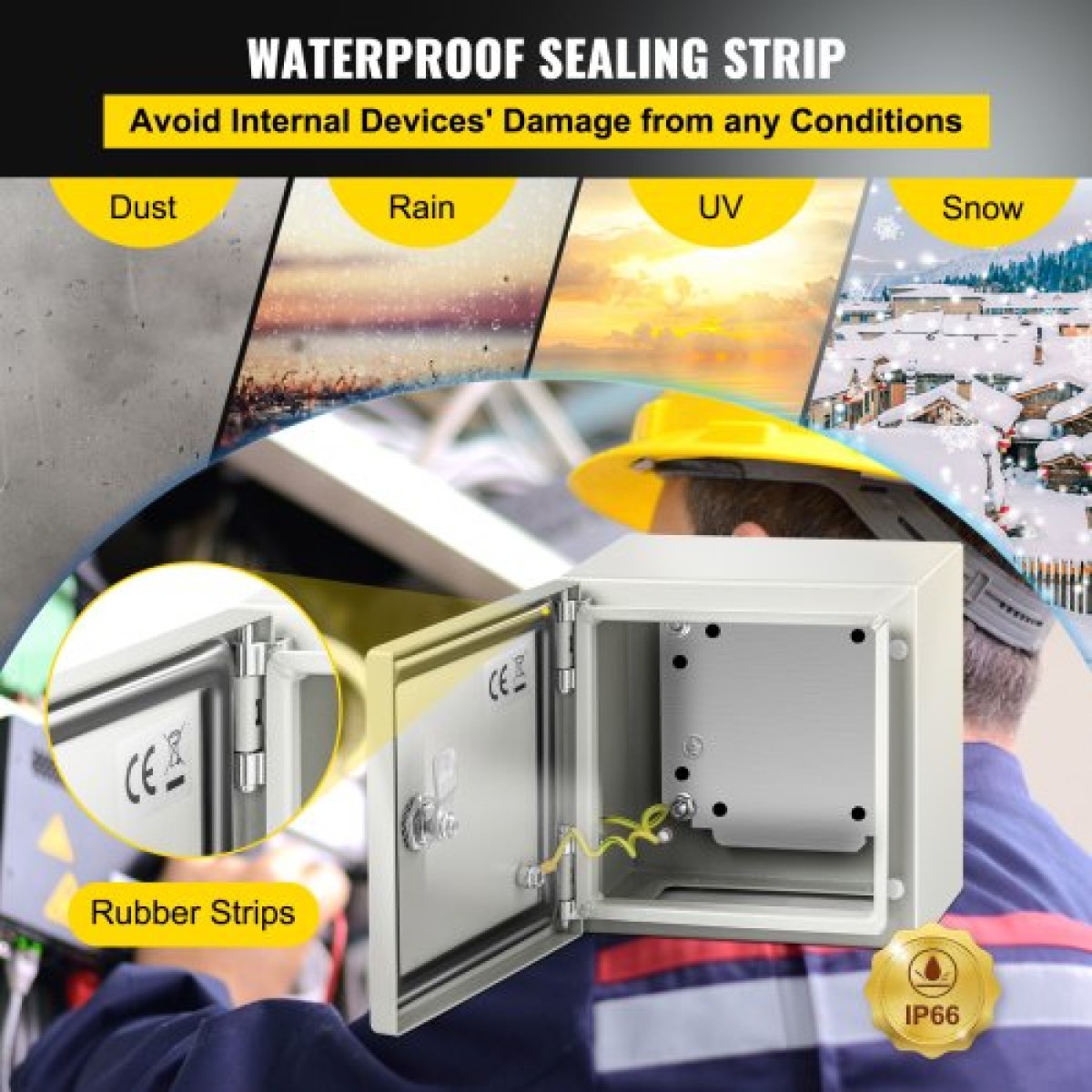 VEVOR NEMA Ατσάλινο περίβλημα, 20x20x15 cm NEMA 4X Steel Electrical Box, IP66 Waterproof & Dustproof, Outdoor / Indoor Electrical Junction Box