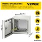VEVOR NEMA Ατσάλινο περίβλημα, 20x20x15 cm NEMA 4X Steel Electrical Box, IP66 Waterproof & Dustproof, Outdoor / Indoor Electrical Junction Box