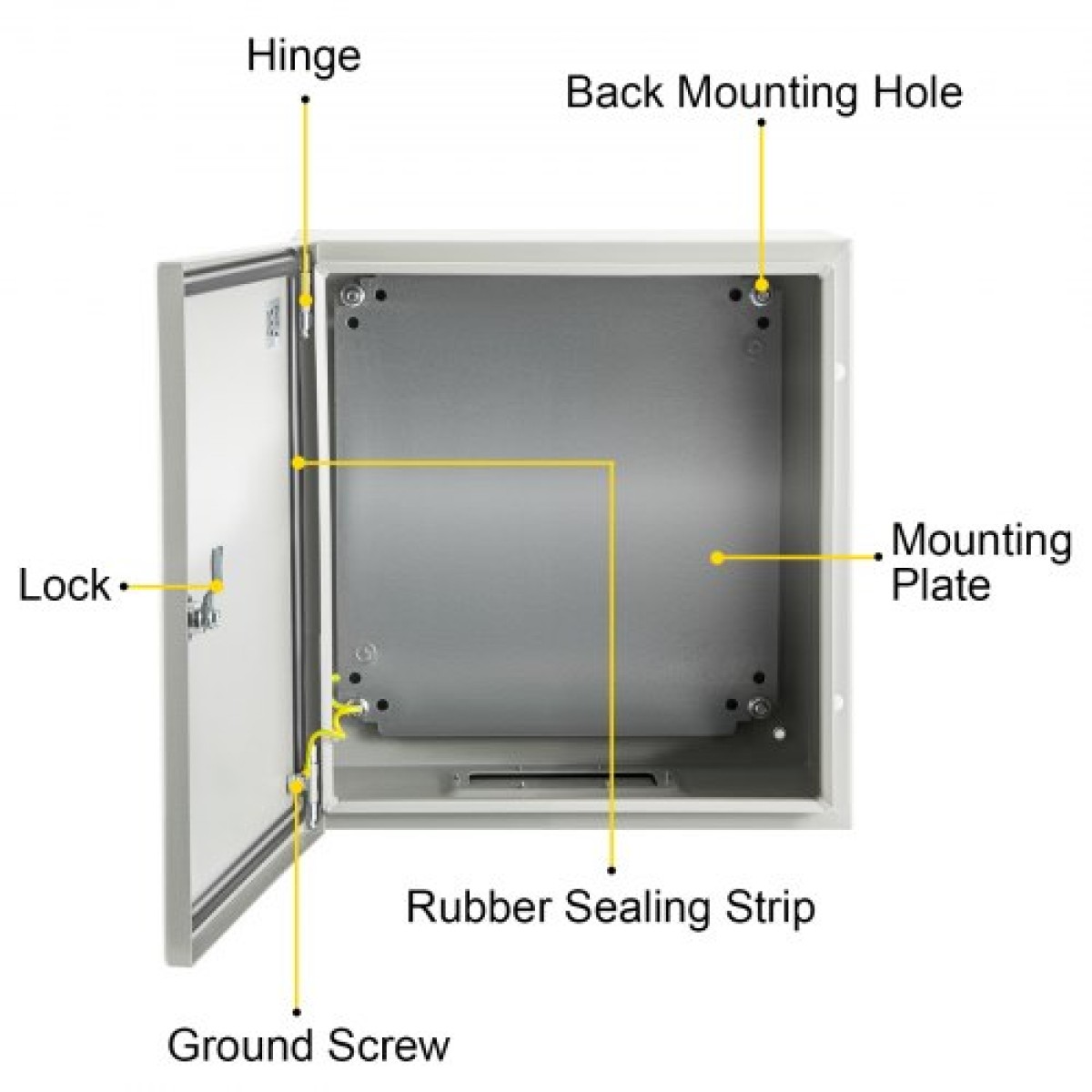 VEVOR NEMA Ατσάλινο περίβλημα, 20x20x15 cm NEMA 4X Steel Electrical Box, IP66 Waterproof & Dustproof, Outdoor / Indoor Electrical Junction Box