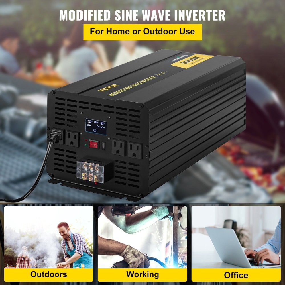 VEVOR Power Inverter Modified Sine Wave Inverter 5000W DC12V σε AC120V Converter