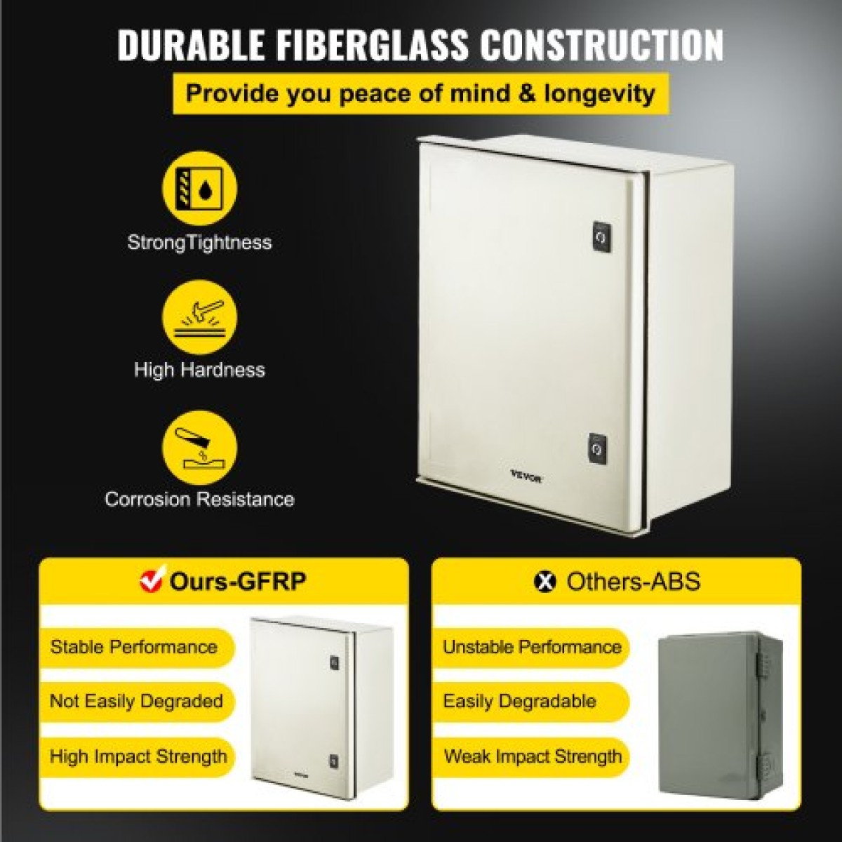 VEVOR Fiberglass Enclosure Electrical Enclosure Box 50x40x20 cm Βάση τοίχου