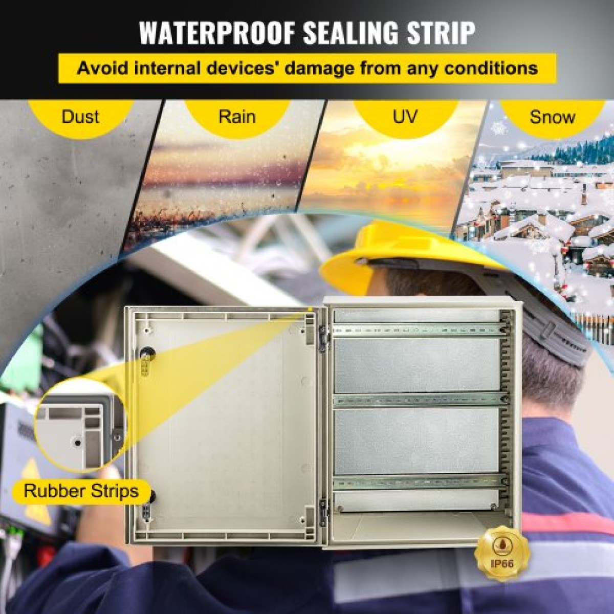 VEVOR Fiberglass Enclosure Electrical Enclosure Box 50x40x20 cm Βάση τοίχου
