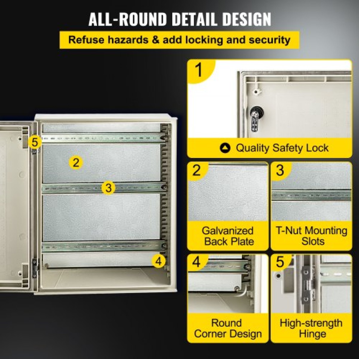 VEVOR Fiberglass Enclosure Electrical Enclosure Box 50x40x20 cm Βάση τοίχου