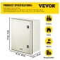 VEVOR Fiberglass Enclosure Electrical Enclosure Box 50x40x20 cm Βάση τοίχου