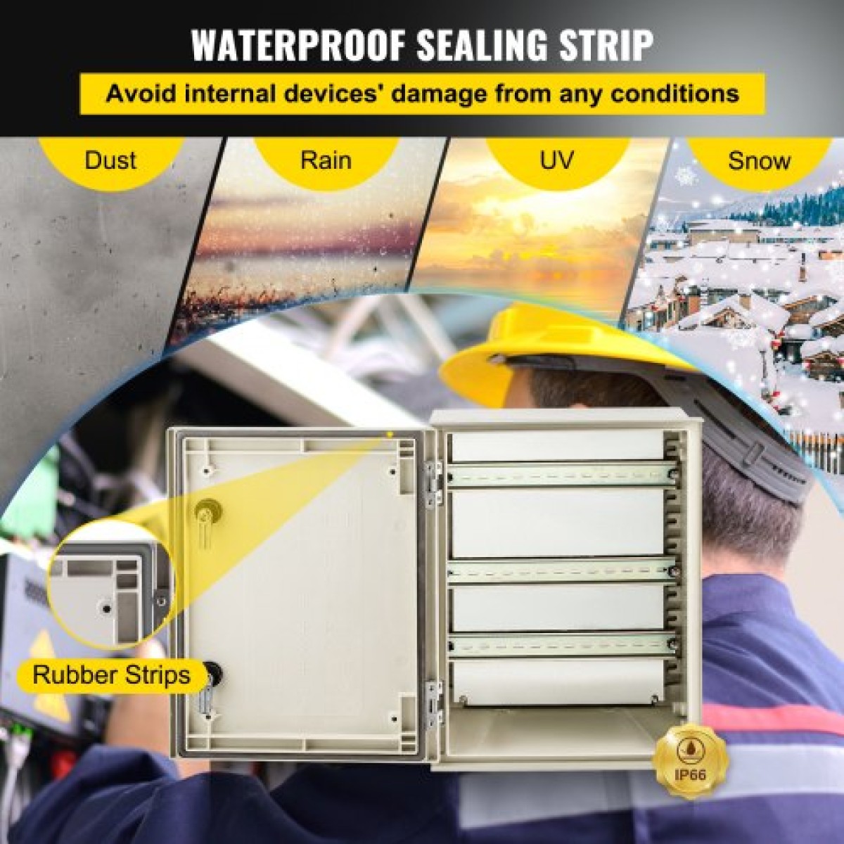 Περίβλημα VEVOR NEMA Fiberglass, 40x30x20 cm NEMA 4X Fiberglass Electrical Box, IP66 Waterproof & Dustproof, Electrical Junction Box εξωτερικού/εσωτερικού χώρου, με πλάκα τοποθέτησης