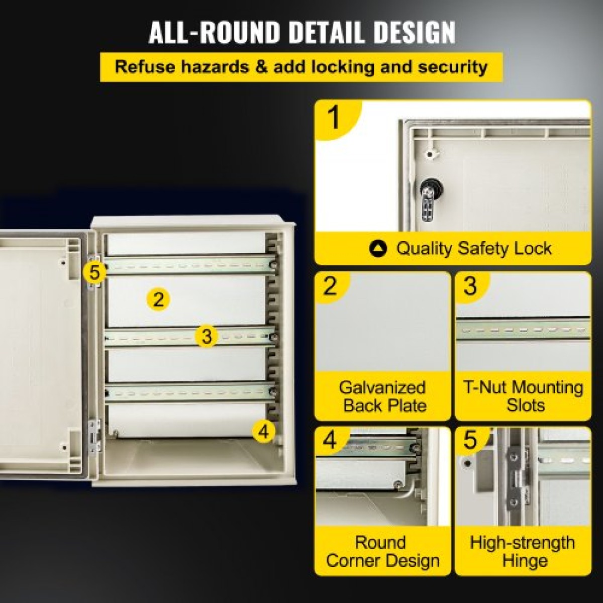 Περίβλημα VEVOR NEMA Fiberglass, 40x30x20 cm NEMA 4X Fiberglass Electrical Box, IP66 Waterproof & Dustproof, Electrical Junction Box εξωτερικού/εσωτερικού χώρου, με πλάκα τοποθέτησης