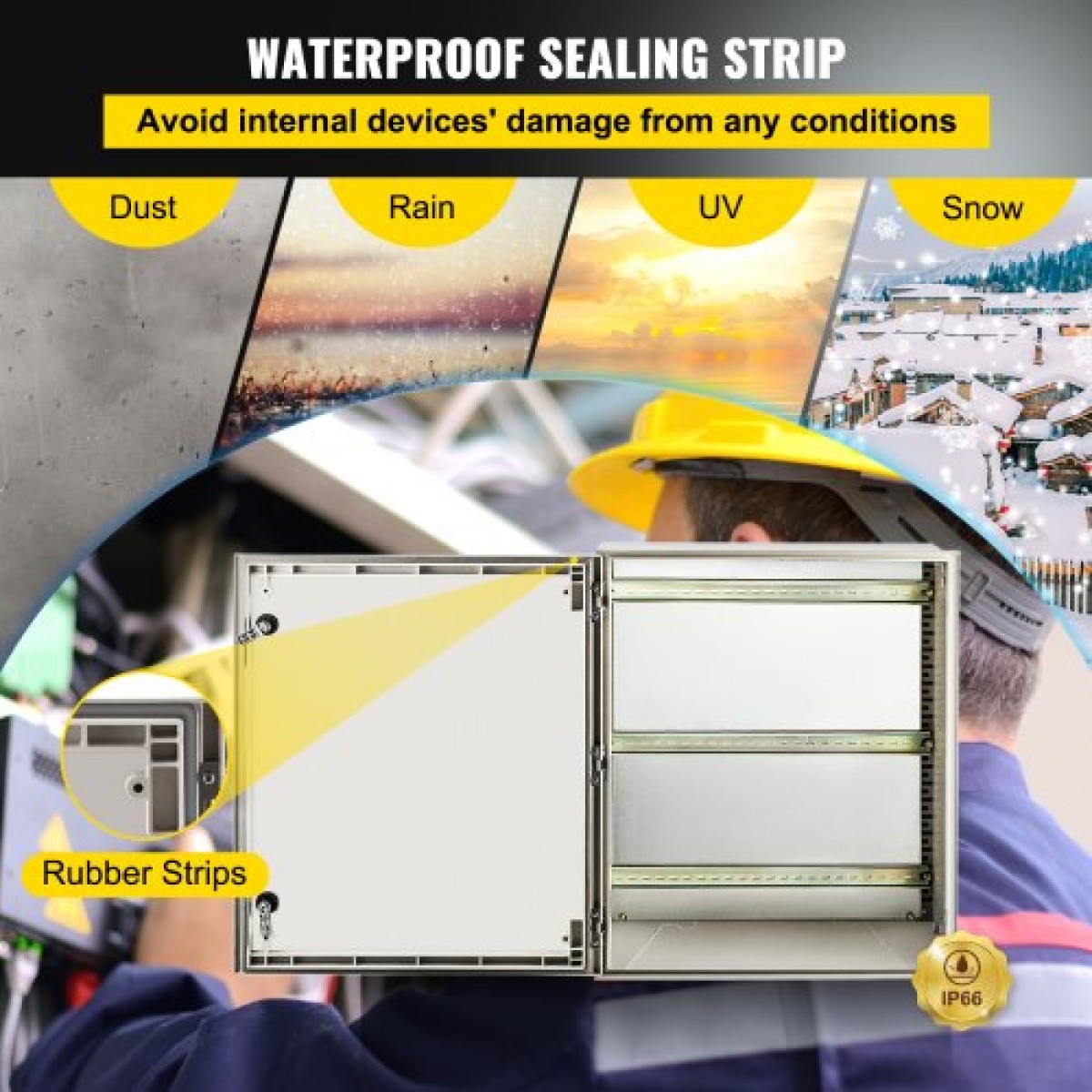 VEVOR NEMA Ατσάλινο περίβλημα, 60x50x23 cm NEMA 4X Fiberglass Electrical Box, IP66 Waterproof & Dustproof, Outdoor/Indoor Electrical Junction Box, με πλάκα τοποθέτησης