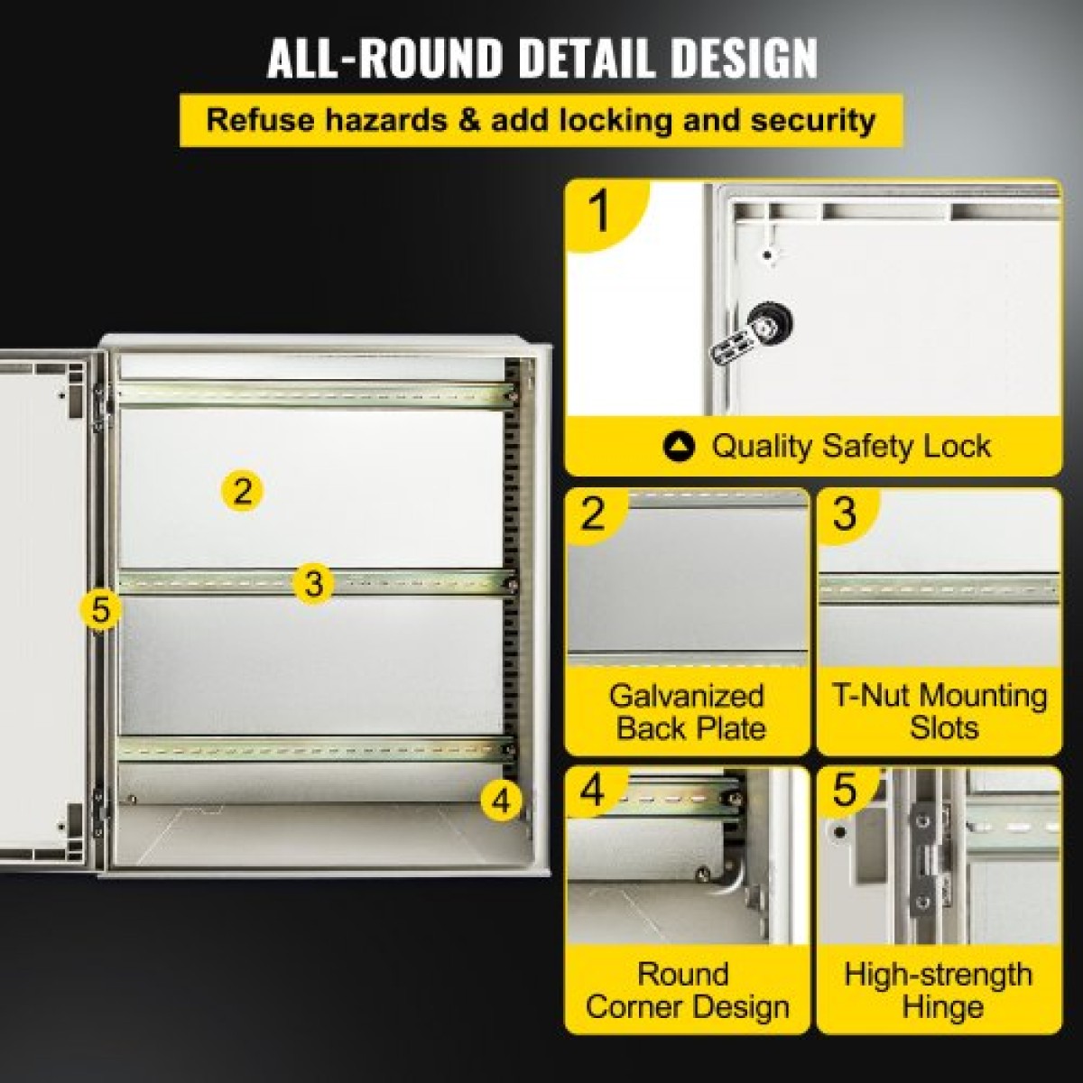 VEVOR NEMA Ατσάλινο περίβλημα, 60x50x23 cm NEMA 4X Fiberglass Electrical Box, IP66 Waterproof & Dustproof, Outdoor/Indoor Electrical Junction Box, με πλάκα τοποθέτησης