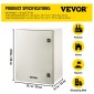 VEVOR NEMA Ατσάλινο περίβλημα, 60x50x23 cm NEMA 4X Fiberglass Electrical Box, IP66 Waterproof & Dustproof, Outdoor/Indoor Electrical Junction Box, με πλάκα τοποθέτησης
