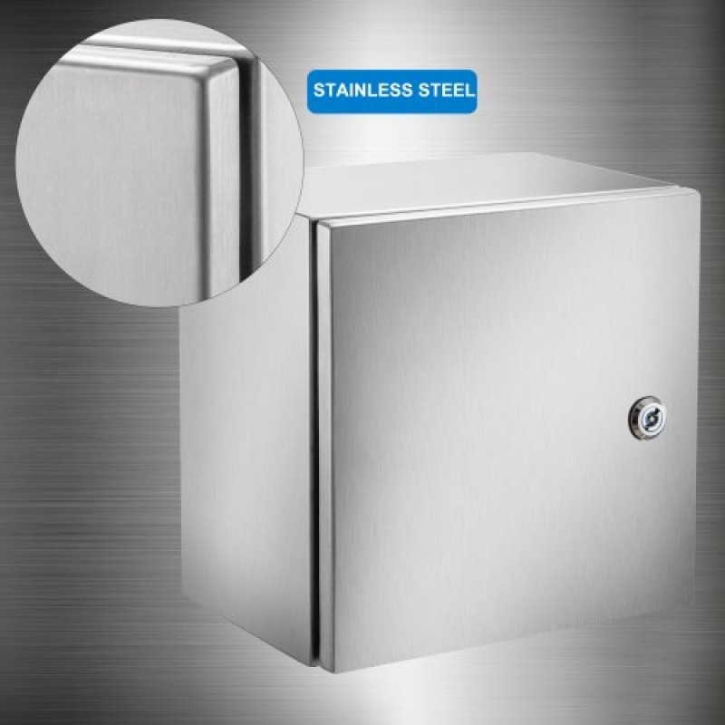 VEVOR NEMA περίβλημα από ανοξείδωτο ατσάλι, 300 x 300 x 200 mm NEMA 4X Steel Electrical Box, IP66 Waterproof & Dustproof, Ηλεκτρικό κουτί σύνδεσης εξωτερικού/εσωτερικού χώρου, με πλάκα τοποθέτησης